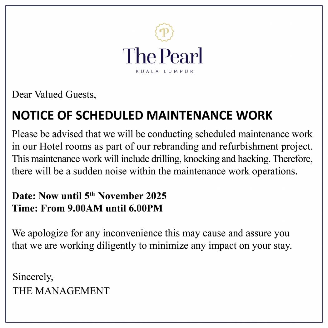 NOTICE SCHEDULED MAINTENANCE WORK